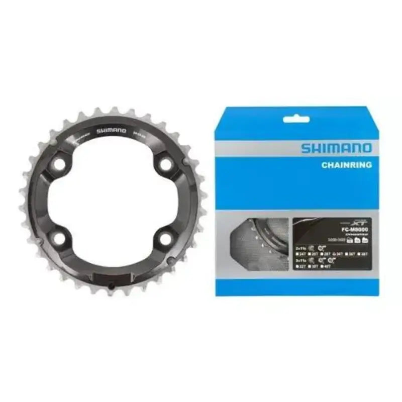 Plateau Ovale VTT FOURIERS 34T – Pour Shimano XT M8000/8020 – Bleu, Visserie Incluse